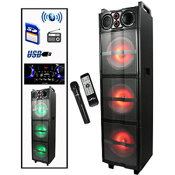 beFree Sound Party Lights Triple 10 Inch Subwoofers Bluetooth