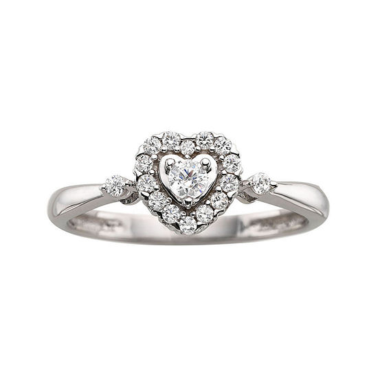 ¼ CT. T.W. Diamond Sterling Silver Heart Promise Ring