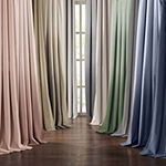 Fieldcrest Devin Solid Cotton Chambray Energy Saving 100% Blackout Rod Pocket Single Curtain Panel