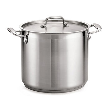 12 Qt Stock Pot: Heavy-Duty, Stainless Steel, w/ Cover
