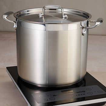 Tramontina Gourmet 12-Qt. Tri-Ply Covered Stock Pot Gray