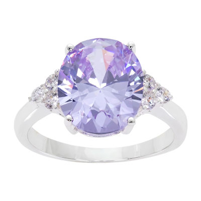 Sparkle Allure Womens Cubic Zirconia Pure Silver Over Brass Engagement Ring