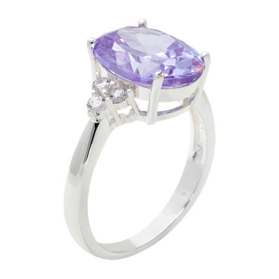 Sparkle Allure Womens Cubic Zirconia Pure Silver Over Brass Engagement Ring