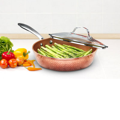 Gotham Steel Hammered Copper 10” Nonstick Fry Pan with Lid
