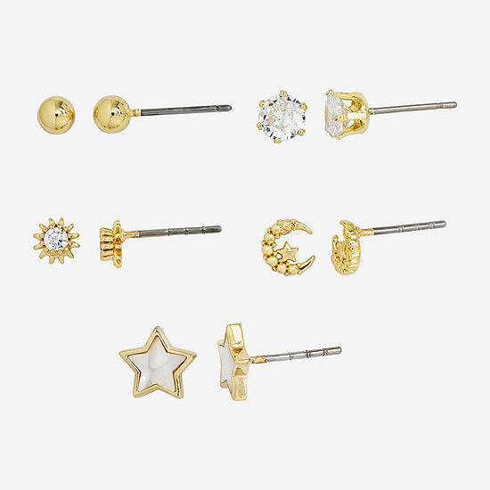 Sparkle Allure 5 Pair Cubic Zirconia Star Earring Set
