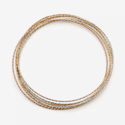 Made in Italy Womens 14K Tri-Color Gold Over Silver Bangle Bracelet