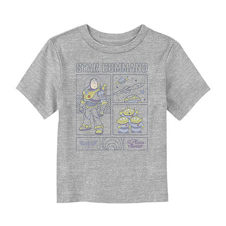 Disney Collection Toddler Boys Buzz Lightyear Crew Neck Short Sleeve Toy Story Graphic T-Shirt, 4t, Gray
