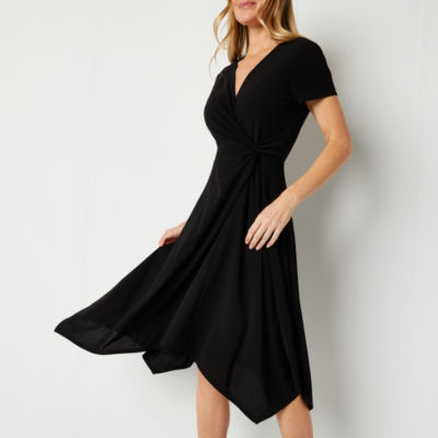 Perceptions Short Sleeve Midi Fit + Flare Dress