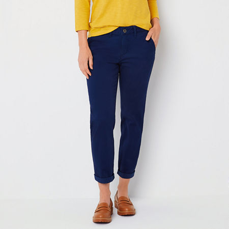 St. John's Bay Womens Straight Mid Rise Regular Fit Tall Slim Pant, 14 Tall, Blue