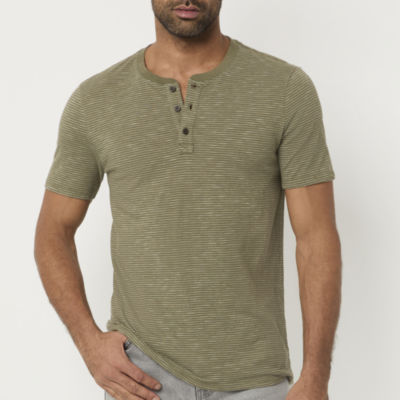 mutual weave Mens Short Sleeve Regular Fit Slub Henley Shirt JCPenney