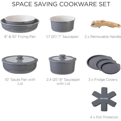 Country Kitchen 16-pc. Aluminum Nonstick Cookware Set with Detachable Handles