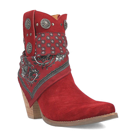 Dingo Womens Bandida Block Heel Cowboy Boots, 7 Medium, Red