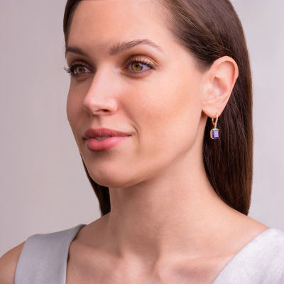 Gemstone 18K Gold Over Silver Drop Earrings