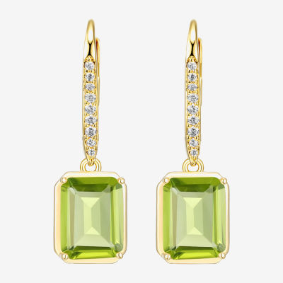 Gemstone 18K Gold Over Silver Drop Earrings