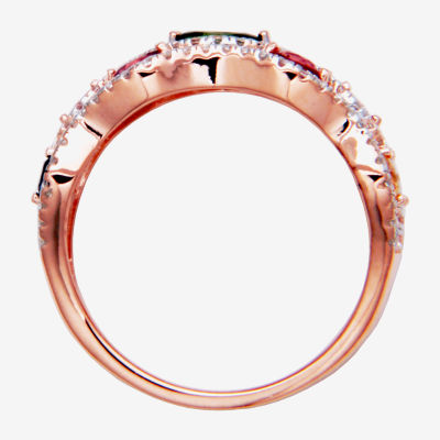 Womens Genuine Green Tourmaline 14K Rose Gold Over Silver Cocktail Ring