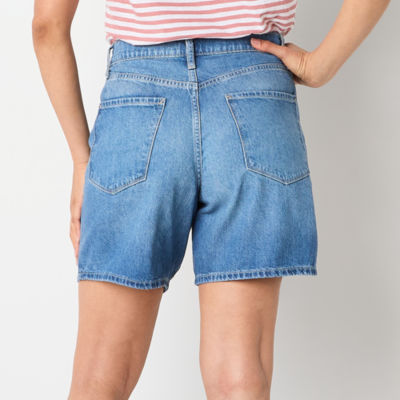 a.n.a Womens Highest Rise Pleated Denim Short