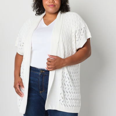 Liz Claiborne Plus Womens Short Sleeve Cardigan - JCPenney