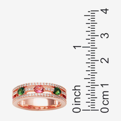 5.5MM Genuine Tourmaline 14K Rose Gold Over Silver Band