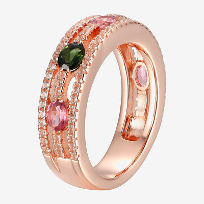 5.5MM Genuine Tourmaline 14K Rose Gold Over Silver Band