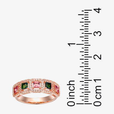 3MM Genuine Tourmaline 14K Rose Gold Over Silver Band