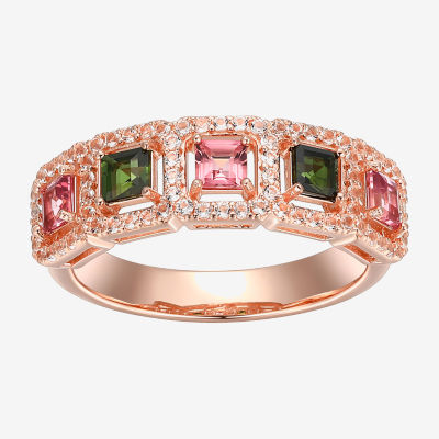 3MM Genuine Tourmaline 14K Rose Gold Over Silver Band