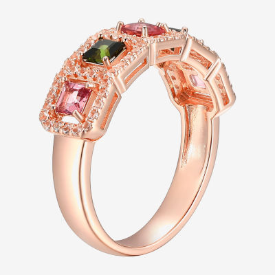 3MM Genuine Tourmaline 14K Rose Gold Over Silver Band