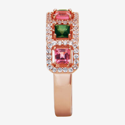 3MM Genuine Tourmaline 14K Rose Gold Over Silver Band