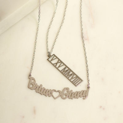 Personalized Sterling Silver Couples Name Necklace