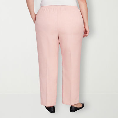 Alfred Dunner-Plus Short English Garden Womens Mid Rise Comfort Waistband Straight Flat Front Pant