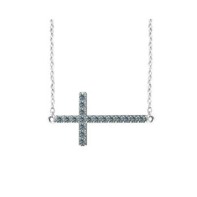 DiamonArt® Womens / CT. T.W. White Cubic Zirconia Sterling Silver Cross Pendant Necklace