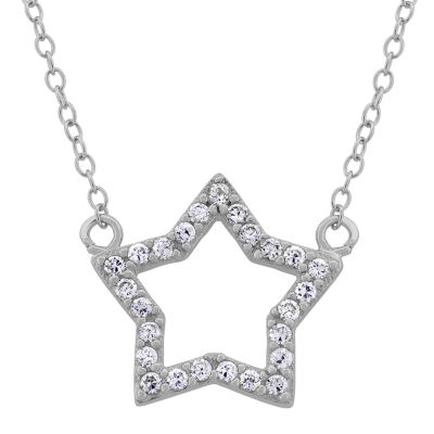 DiamonArt® Womens 1/2 CT. T.W. Lab Created White Cubic Zirconia Sterling Silver Star Pendant Necklace