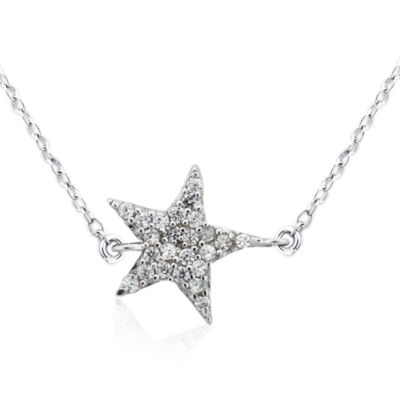 DiamonArt® Womens 1/3 CT. T.W. Lab Created White Cubic Zirconia Sterling Silver Star Pendant Necklace