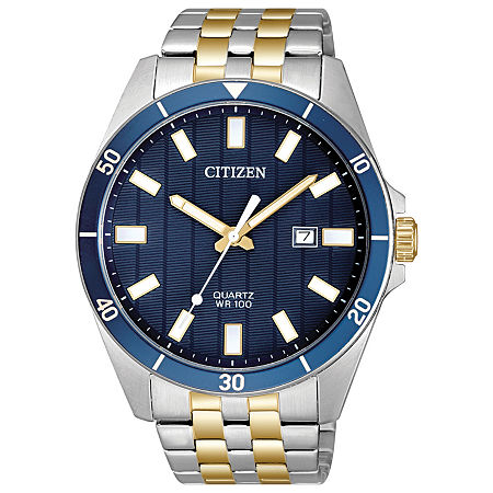 Citizen Quartz Mens Two Tone Stainless Steel Bracelet Watch Bi5054-53l In Transparent