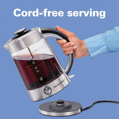 Hamilton Beach 1.7 Liter Electric Glass Kettle with Tea Steeper