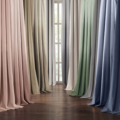 Fieldcrest Devin Flippable Ombre Cotton Chambray Rod Pocket Energy Saving 100% Blackout Single Curtain Panel