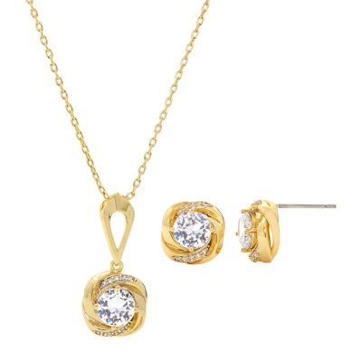 Sparkle Allure 2pc. Cubic Zirconia 14K Gold Over Brass Knot Jewelry