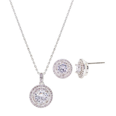 Sparkle Allure Womens Blue Cubic Zirconia Pure Silver Over Brass Round 2-pc. Jewelry Set
