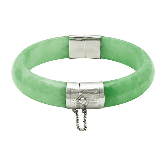 Genuine Green Quartz Sterling Silver Bangle Bracelet