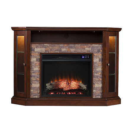 Tonrell Corner Fireplace, One Size, Brown