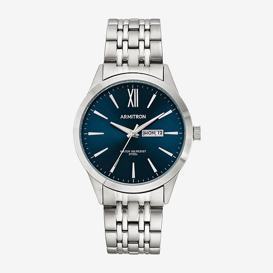 Armitron Mens Silver Tone Stainless Steel Bracelet Watch 20/5491nvsv
