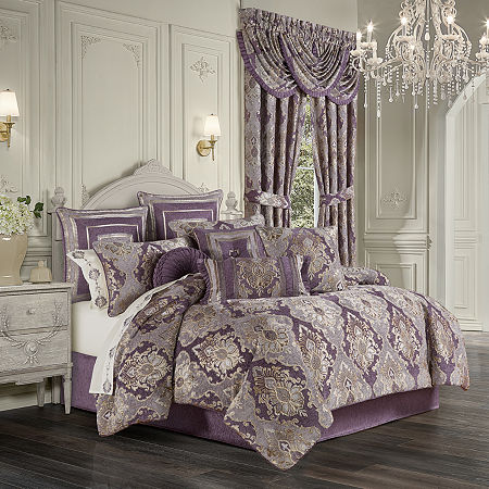 Five Queens Court Dominique 4-pc. Damask + Scroll Extra Weight Comforter Set, One Size, Purple