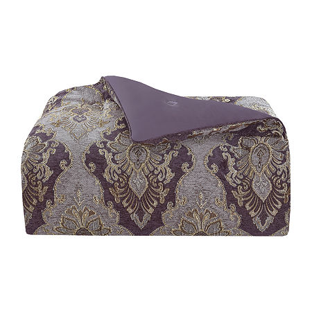 Five Queens Court Dominique 4-pc. Damask + Scroll Extra Weight Comforter Set, One Size, Purple