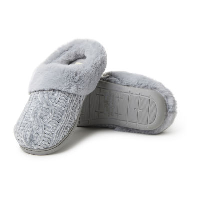 Dearfoams Claire Cable Knit Chenille Womens Memory Foam Clog Slippers