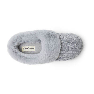 Dearfoams Claire Cable Knit Chenille Womens Memory Foam Clog Slippers