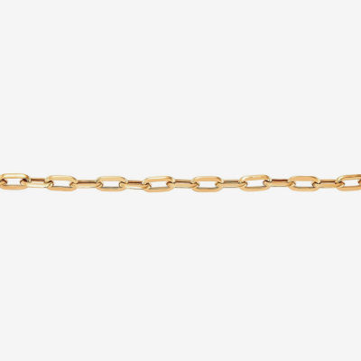 Womens 10K Gold 7 3/4 Inch Hollow Paperclip Chain Bracelet