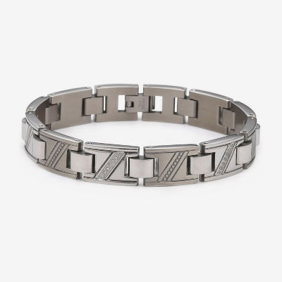 Men's Diamond Bracelet 1/10 CT. T.W. Stainless, Color: Grey - JCPenney