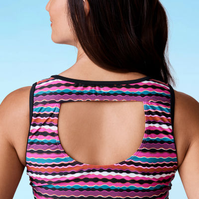 Free Country Paradise Striped Tankini Swimsuit Top