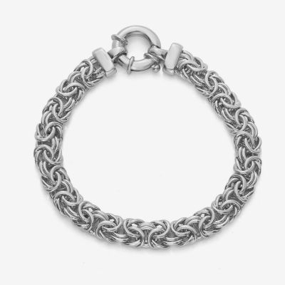 Made in Italy Womens Sterling Silver 8 Inch Semisolid Byzantine Chain Bracelet