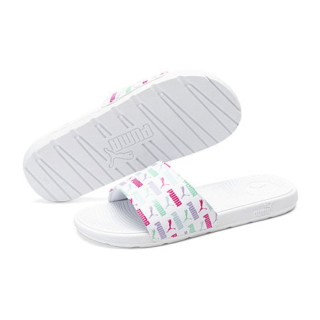PUMA Womens Cool Cat 2.0 Aop Slide Sandals, 7 Medium, White