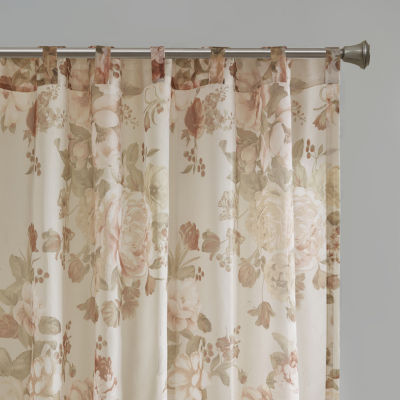 Madison Park Abelia Printed Floral Voile Rod Pocket Back Tab Sheer Single Curtain Panel